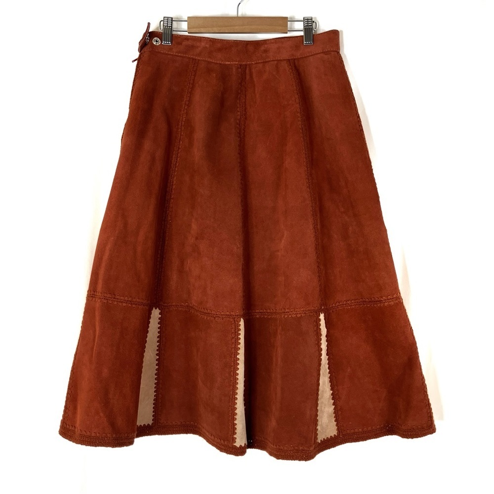 Ms. Pioneer | Vintage Leather Western Wear Reddish Brown Skirt 16